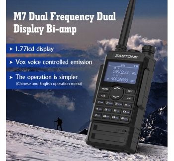 Zastone M7 dual band 5W walkie talkie 136-174 400-480mhz 250 channels 2600mah battery hf transceiver ham radio